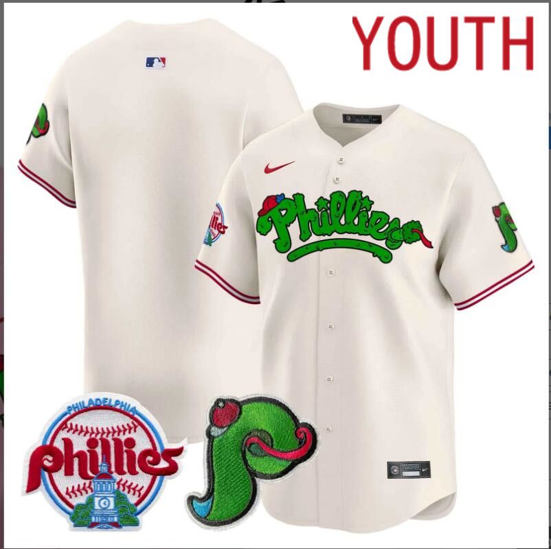 Youth  Philadelphia Phillies blank cream Limited 2024 MLB Nike jersey->youth nfl jersey->Youth Jersey